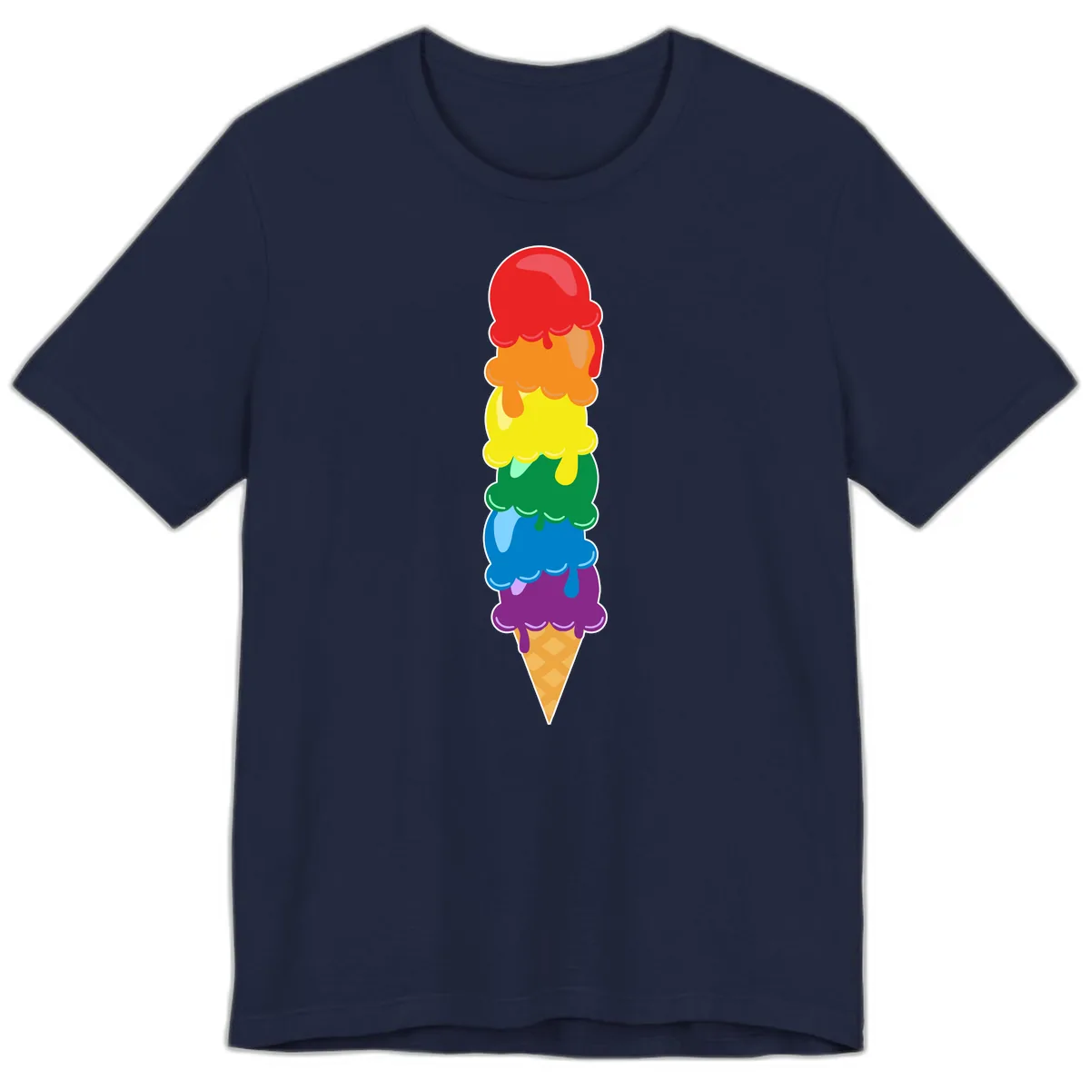 Rainbow Pride Ice Cream Stack Premium T-Shirt in Navy