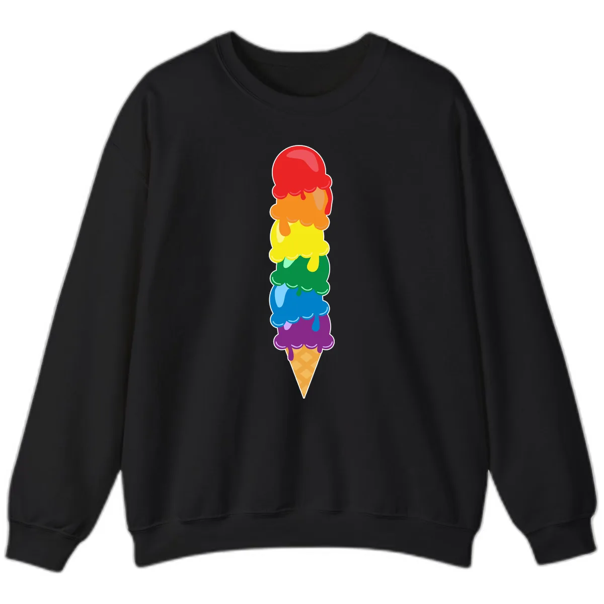 Rainbow Pride Ice Cream Stack Sweatshirt in Black