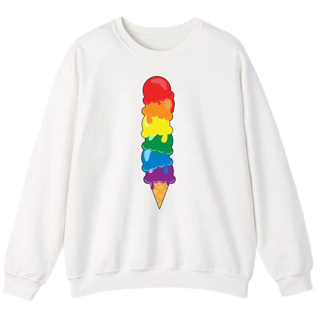 Rainbow Pride Ice Cream Stack Sweatshirt in White