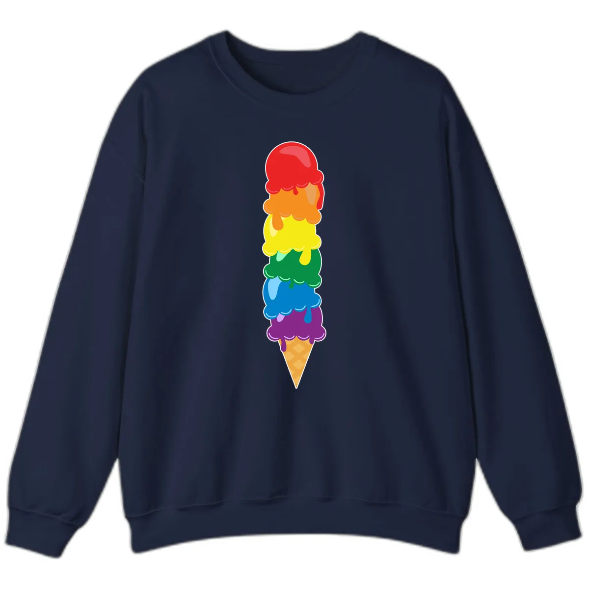 Rainbow Pride Ice Cream Stack Sweatshirt in Navy
