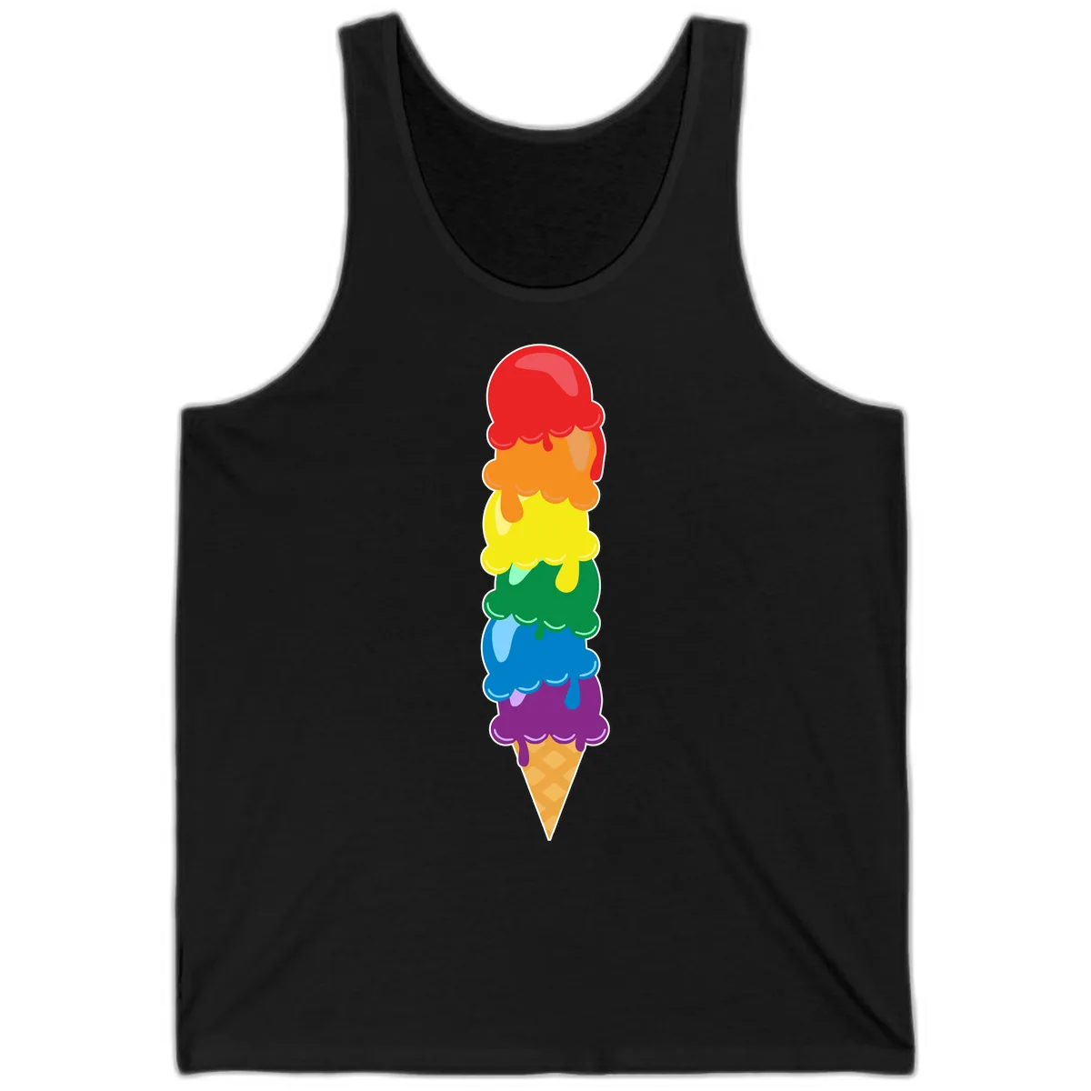 Rainbow Pride Ice Cream Stack Tank in Black