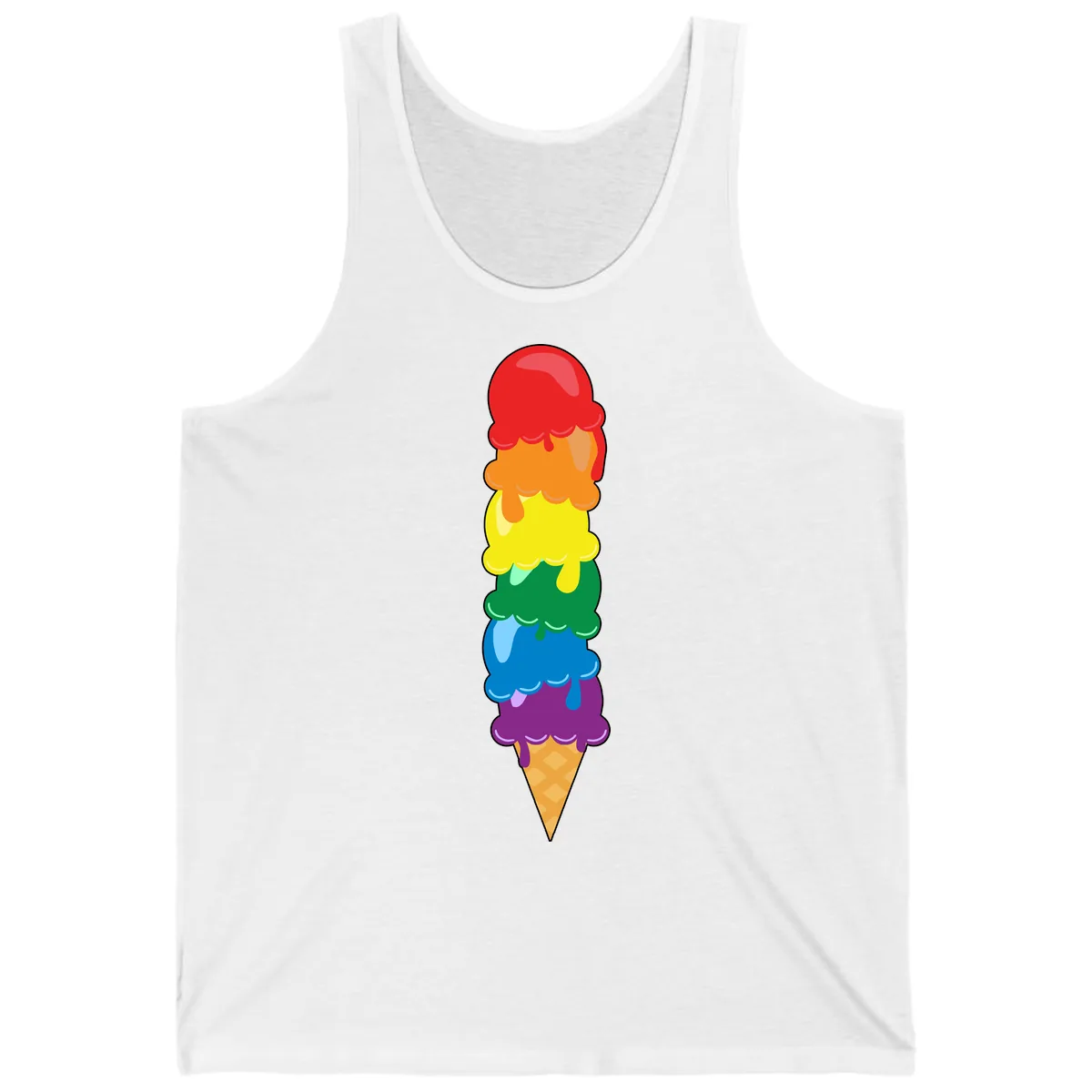 Rainbow Pride Ice Cream Stack Tank in White