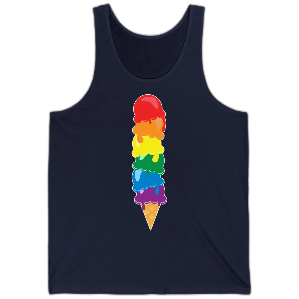 Rainbow Pride Ice Cream Stack Tank in Navy