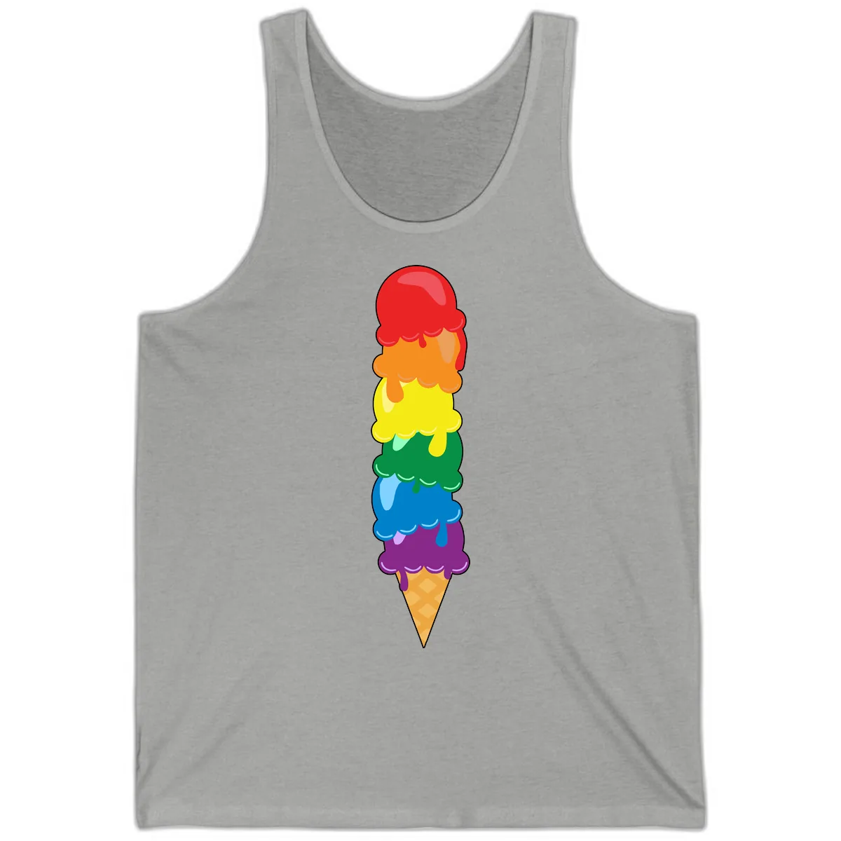 Rainbow Pride Ice Cream Stack Tank in Athletic Heather