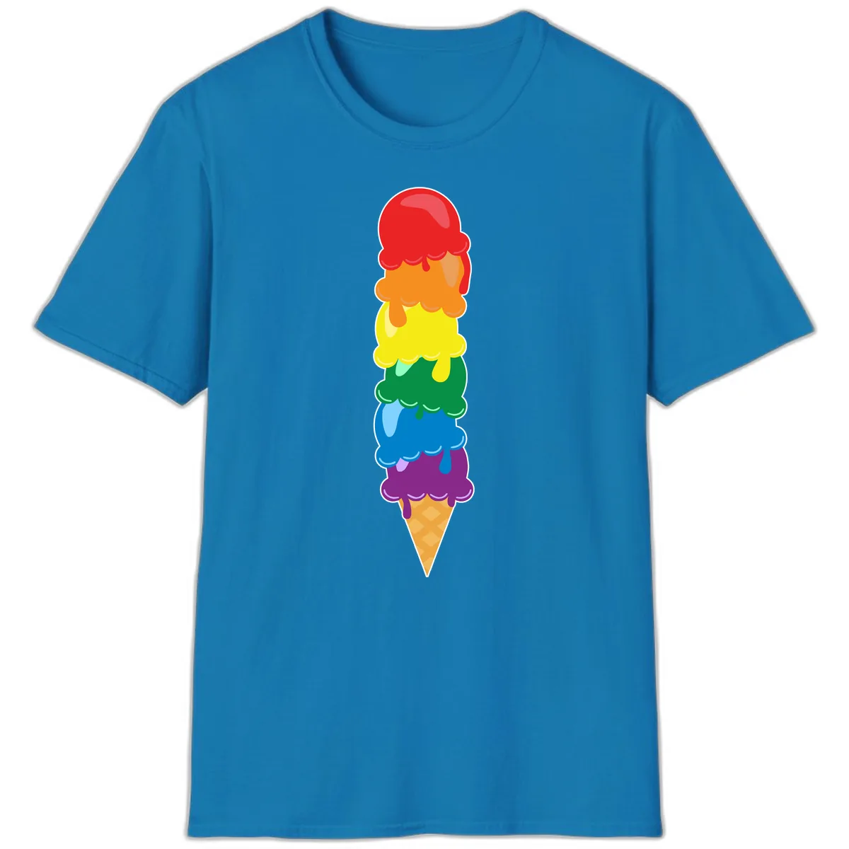Rainbow Pride Ice Cream Stack T-Shirt in Sapphire
