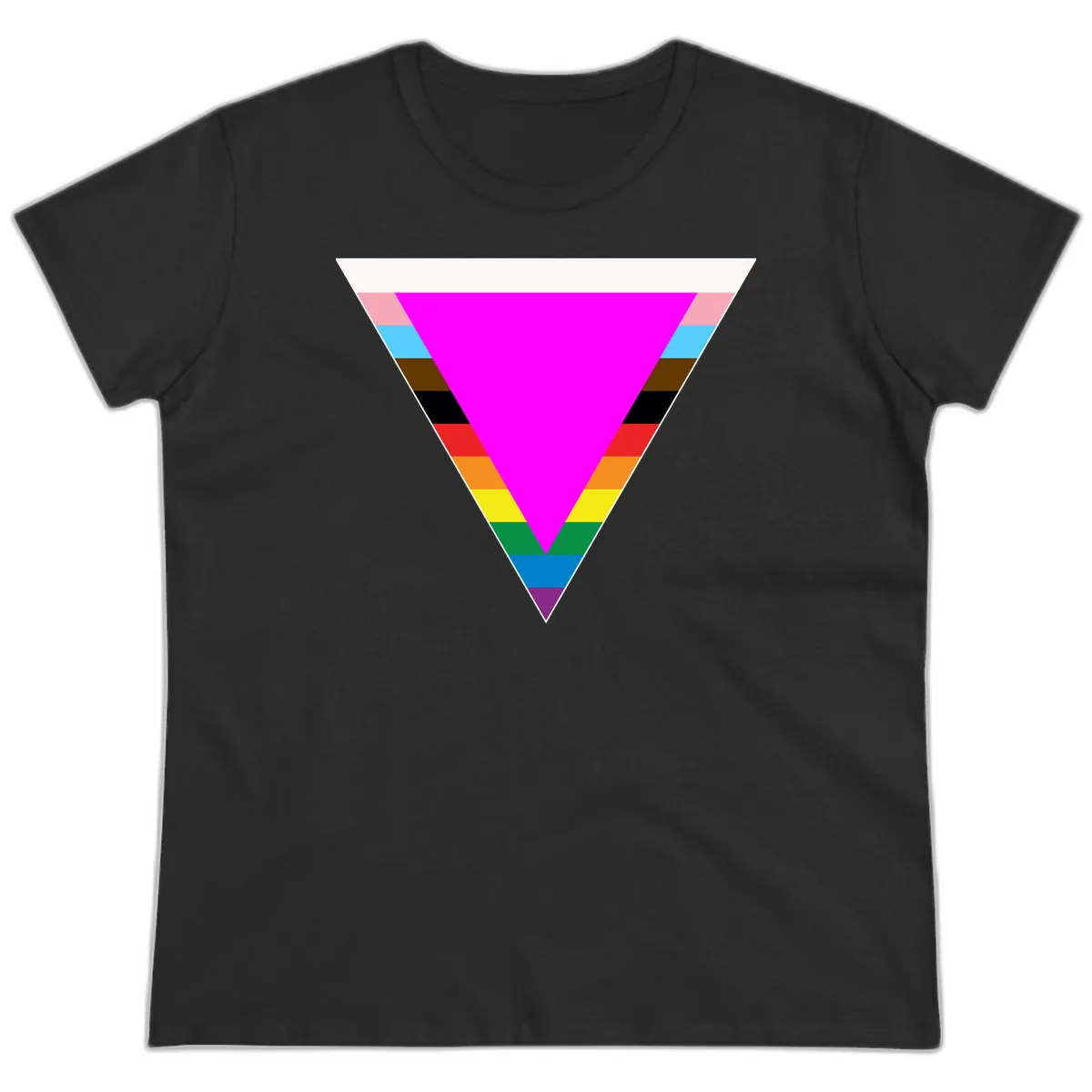 Rainbow Pride Triangle Ladies Tee in Black