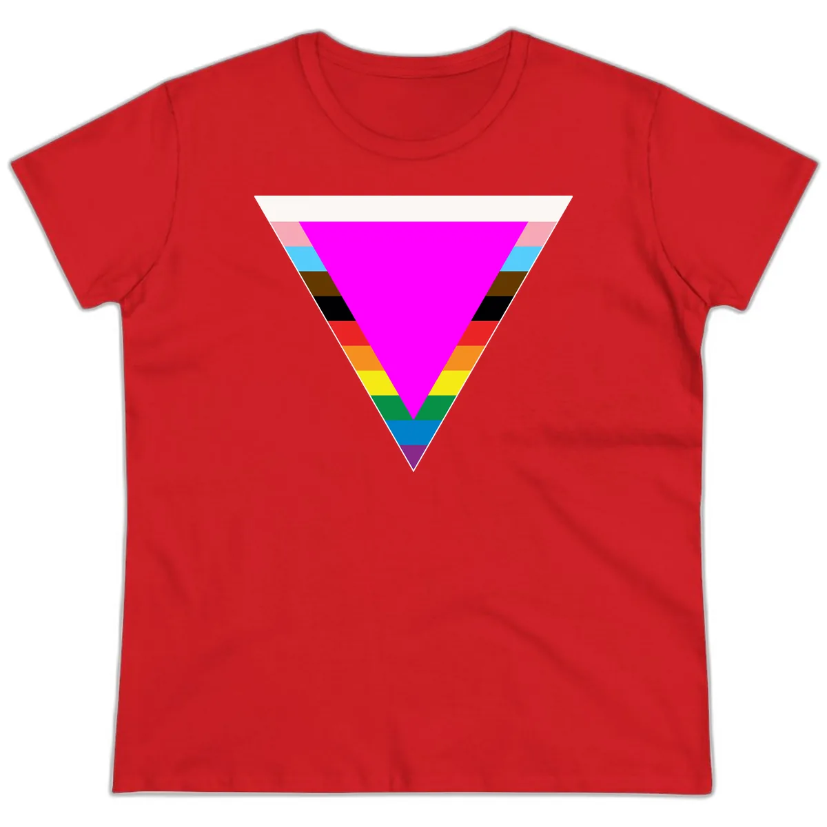 Rainbow Pride Triangle Ladies Tee in Red