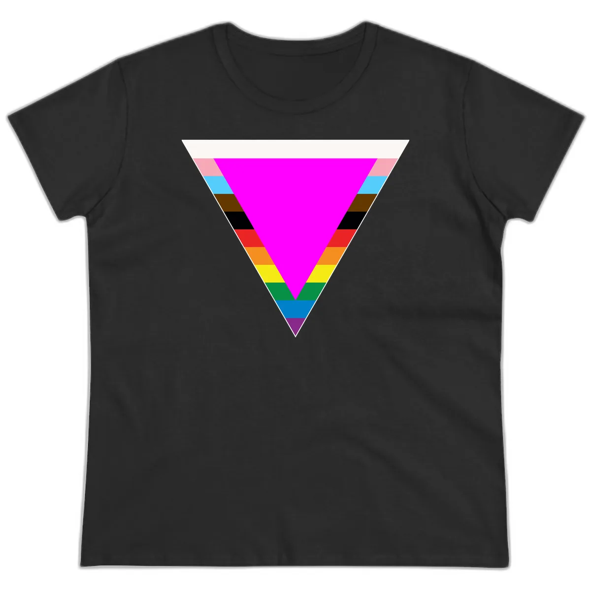 Rainbow Pride Triangle Ladies Tee in Black