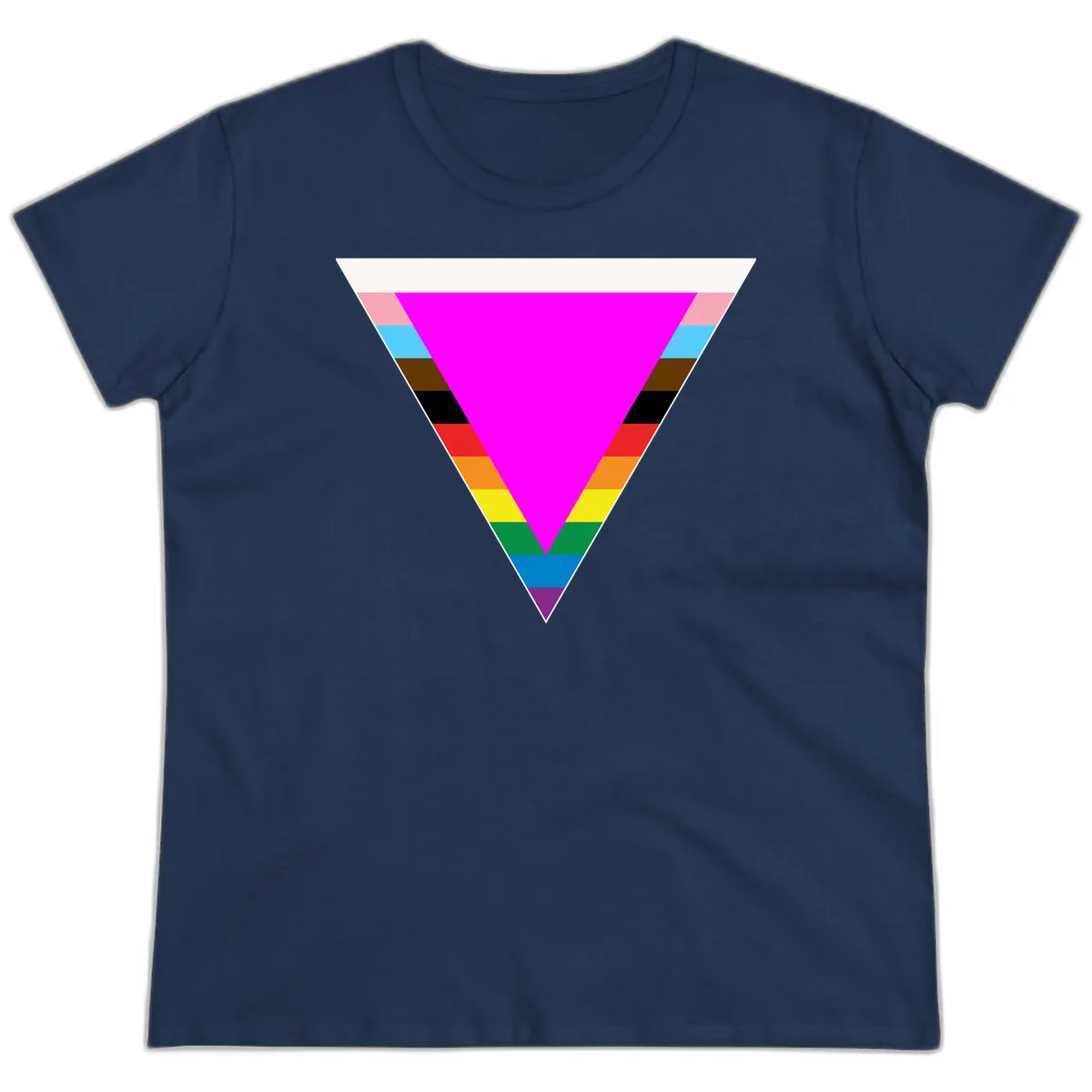 Rainbow Pride Triangle Ladies Tee in Navy