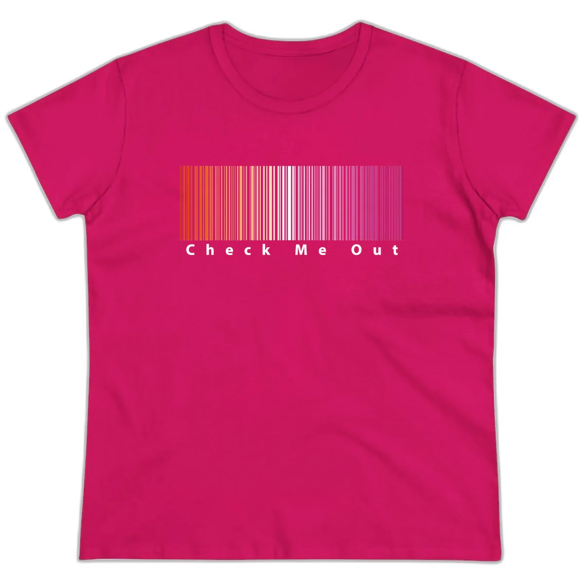 Check Me Out Pride Rainbow Ladies Tee in Heliconia