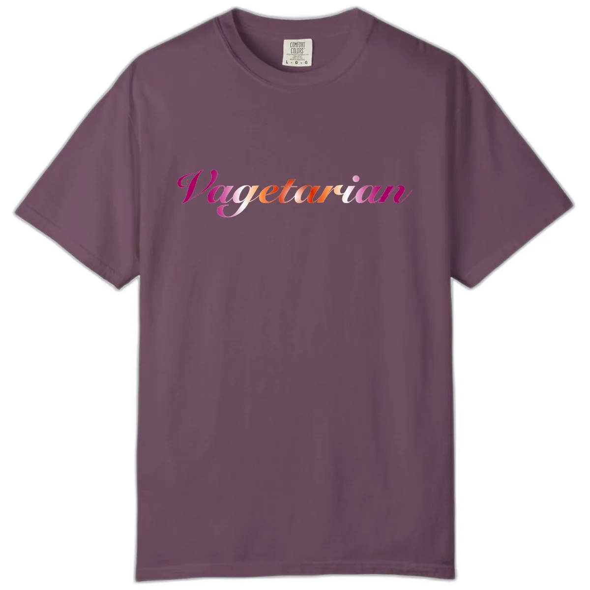 Vegetarian Pride Script Comfort Color in Berry