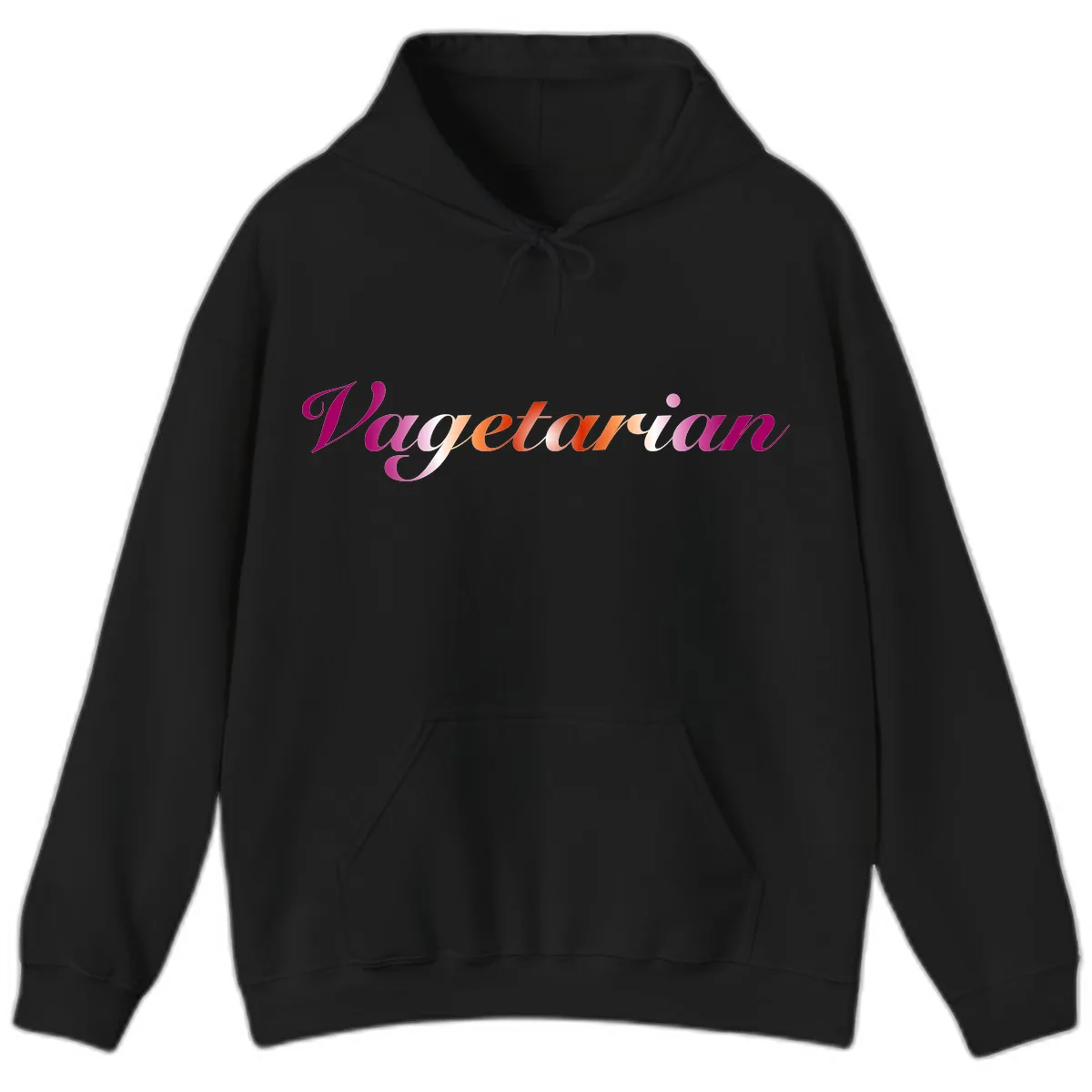 Vegetarian Pride Script Hoodie in Black