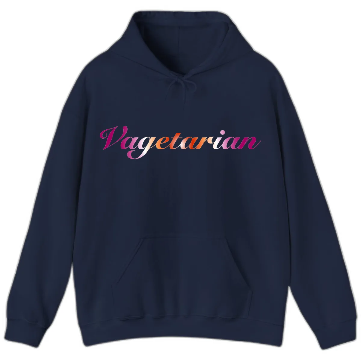 Vegetarian Pride Script Hoodie in Navy