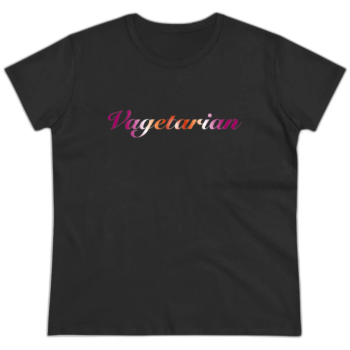 Vegetarian Pride Script Ladies Tee in Black