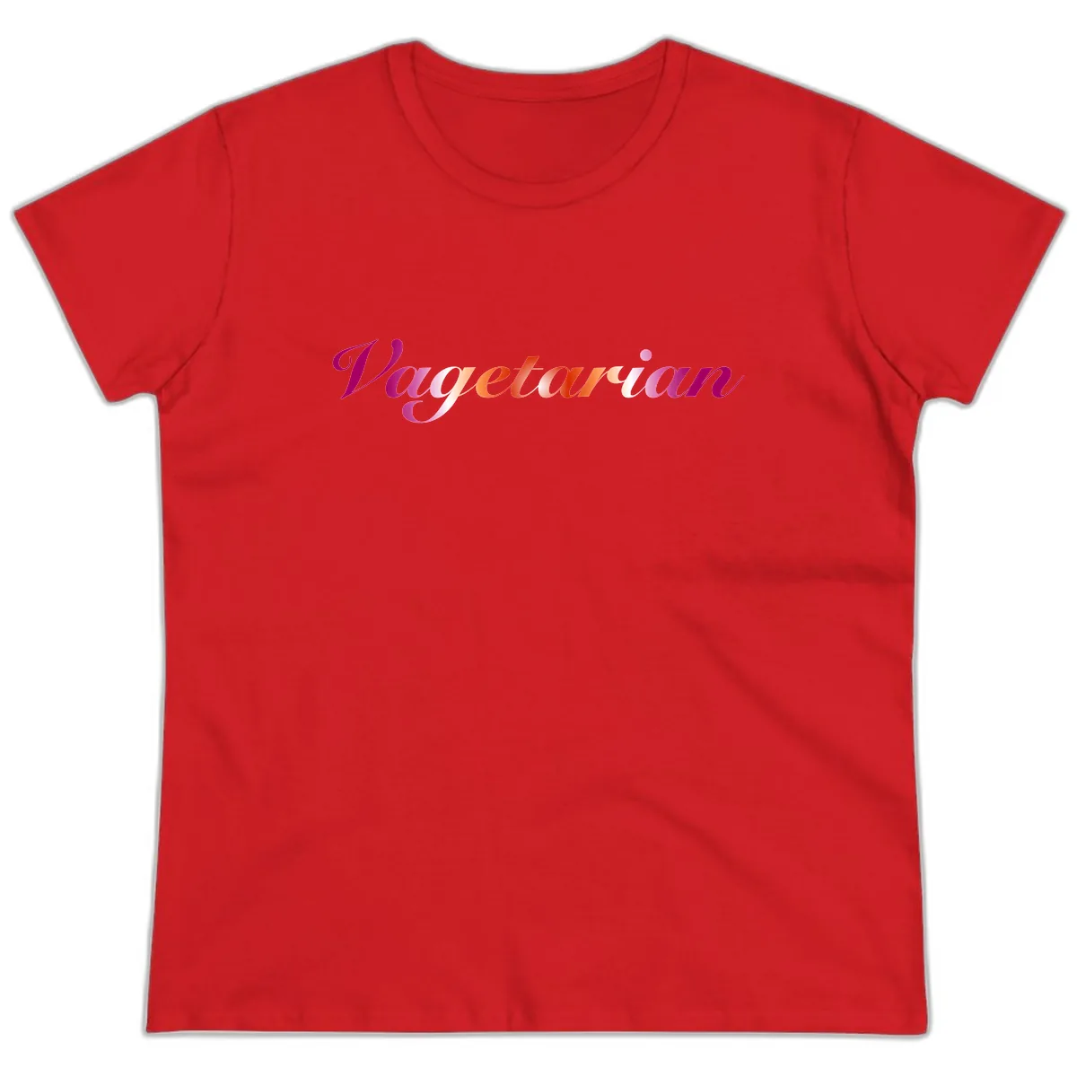Vegetarian Pride Script Ladies Tee in Red