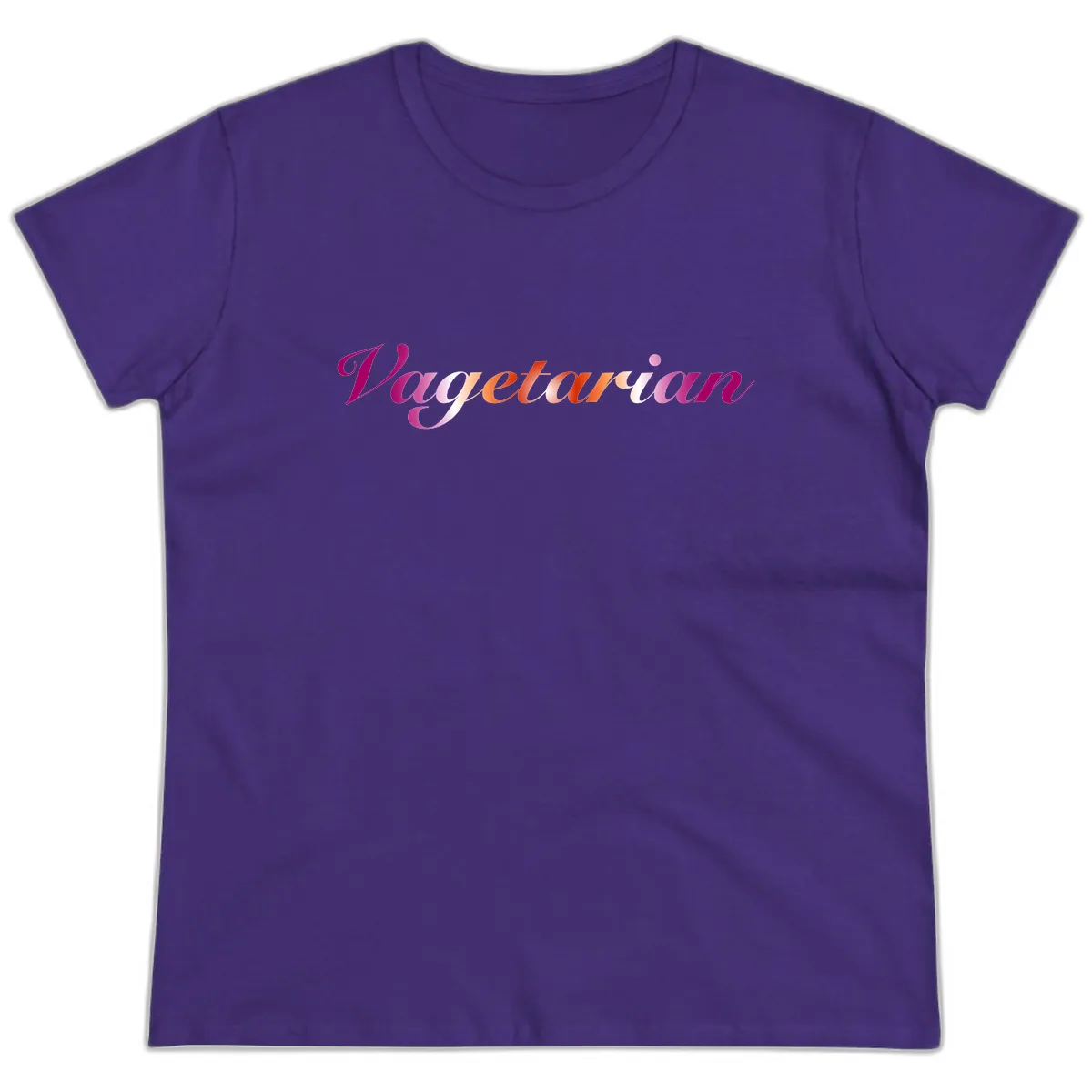 Vegetarian Pride Script Ladies Tee in Purple