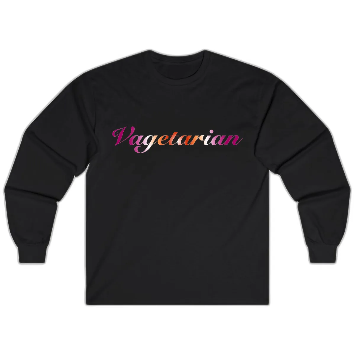 Vegetarian Pride Script Long Sleeve in Black