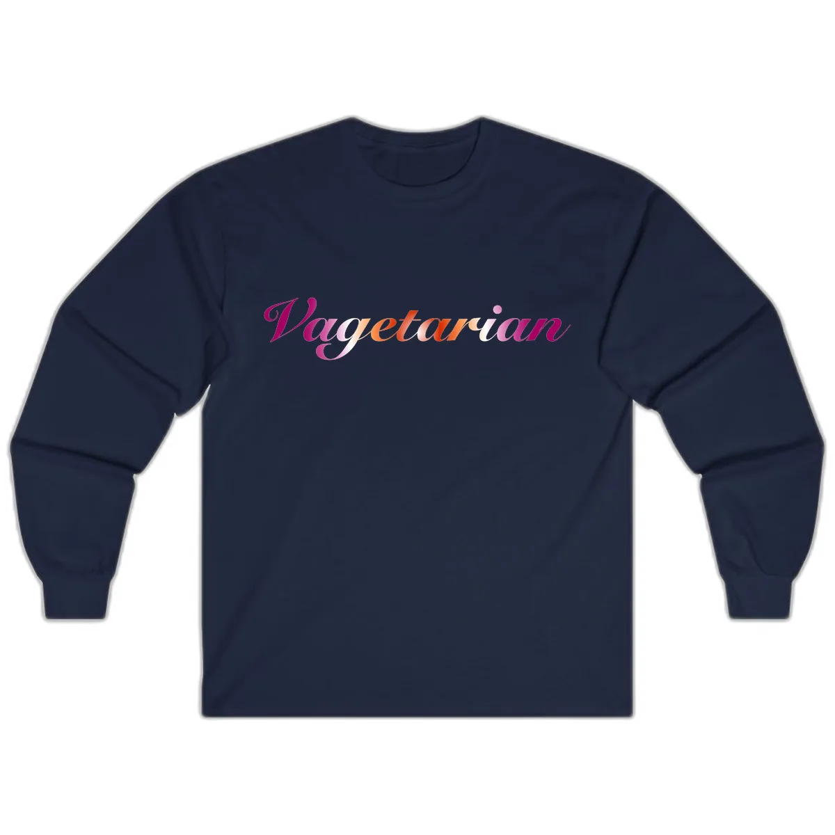 Vegetarian Pride Script Long Sleeve in Navy