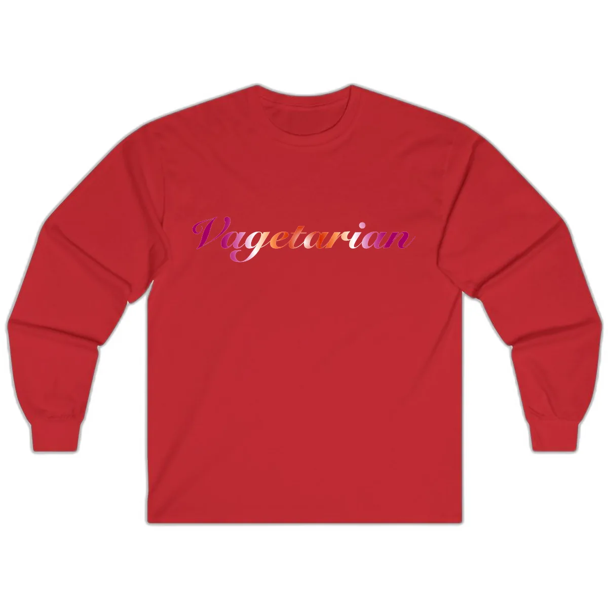 Vegetarian Pride Script Long Sleeve in Red