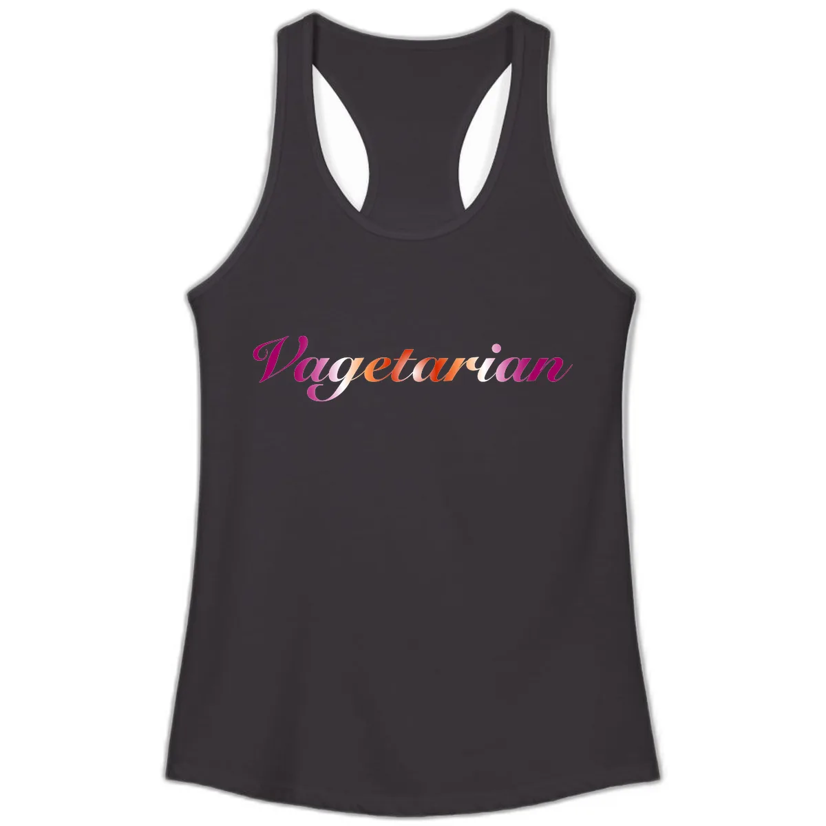 Vegetarian Pride Script Ladies Tank in Black