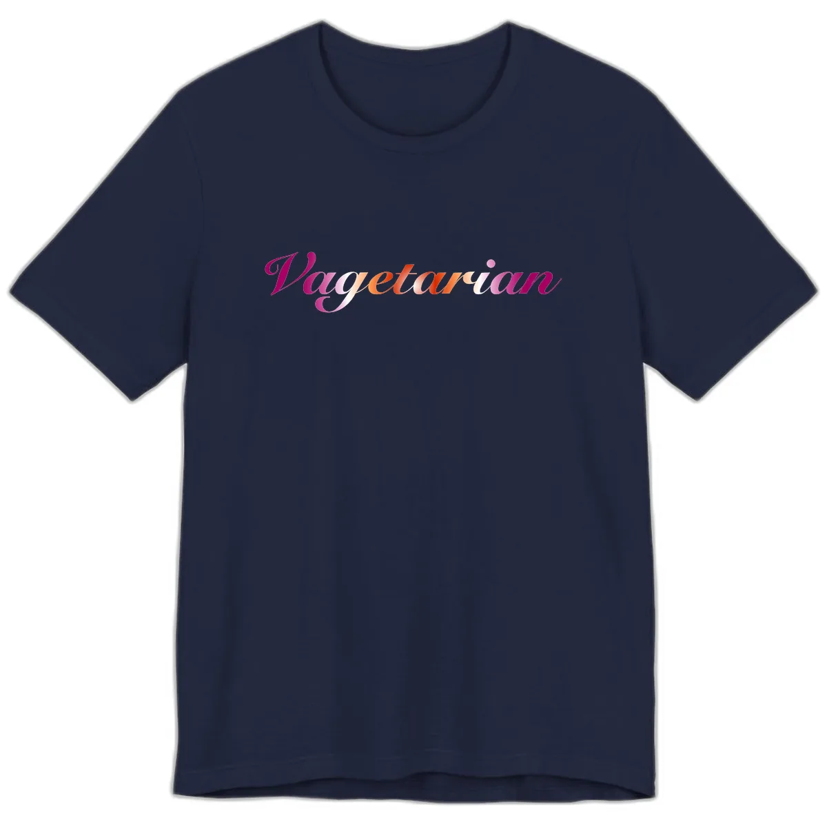 Vegetarian Pride Script Premium T-Shirt in Navy