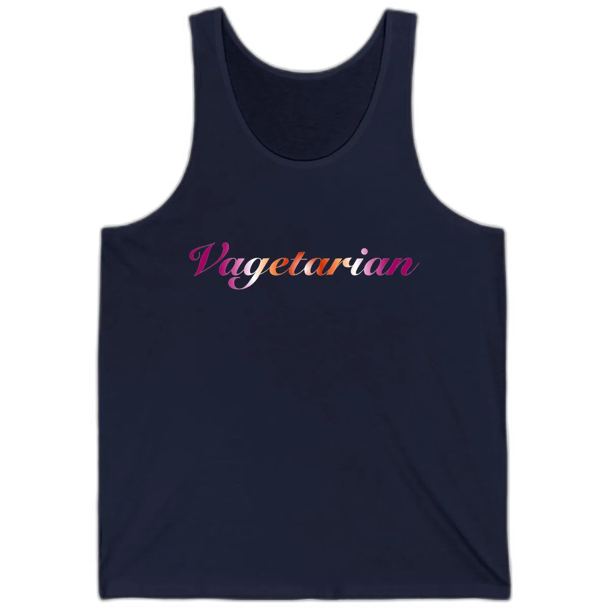 Vegetarian Pride Script Tank in Navy
