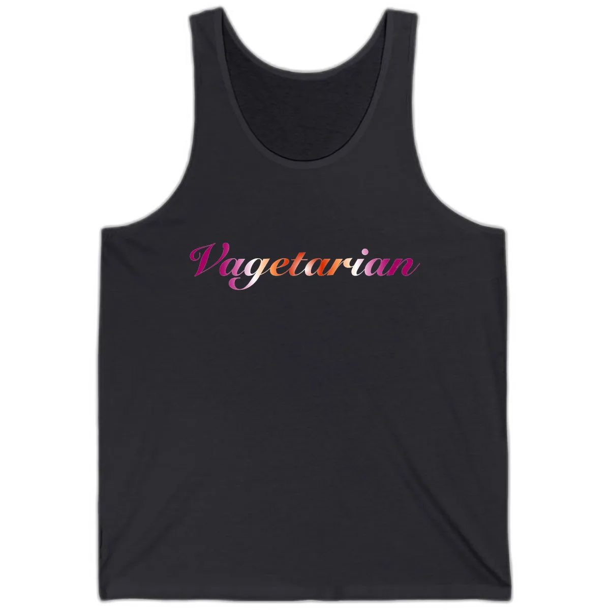 Vegetarian Pride Script Tank in Dark Grey