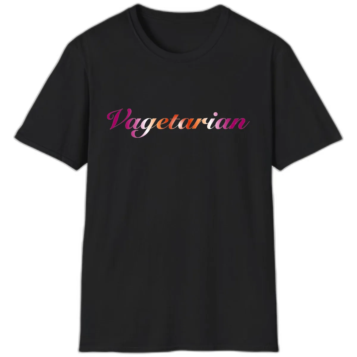 Vegetarian Pride Script T-Shirt in Black