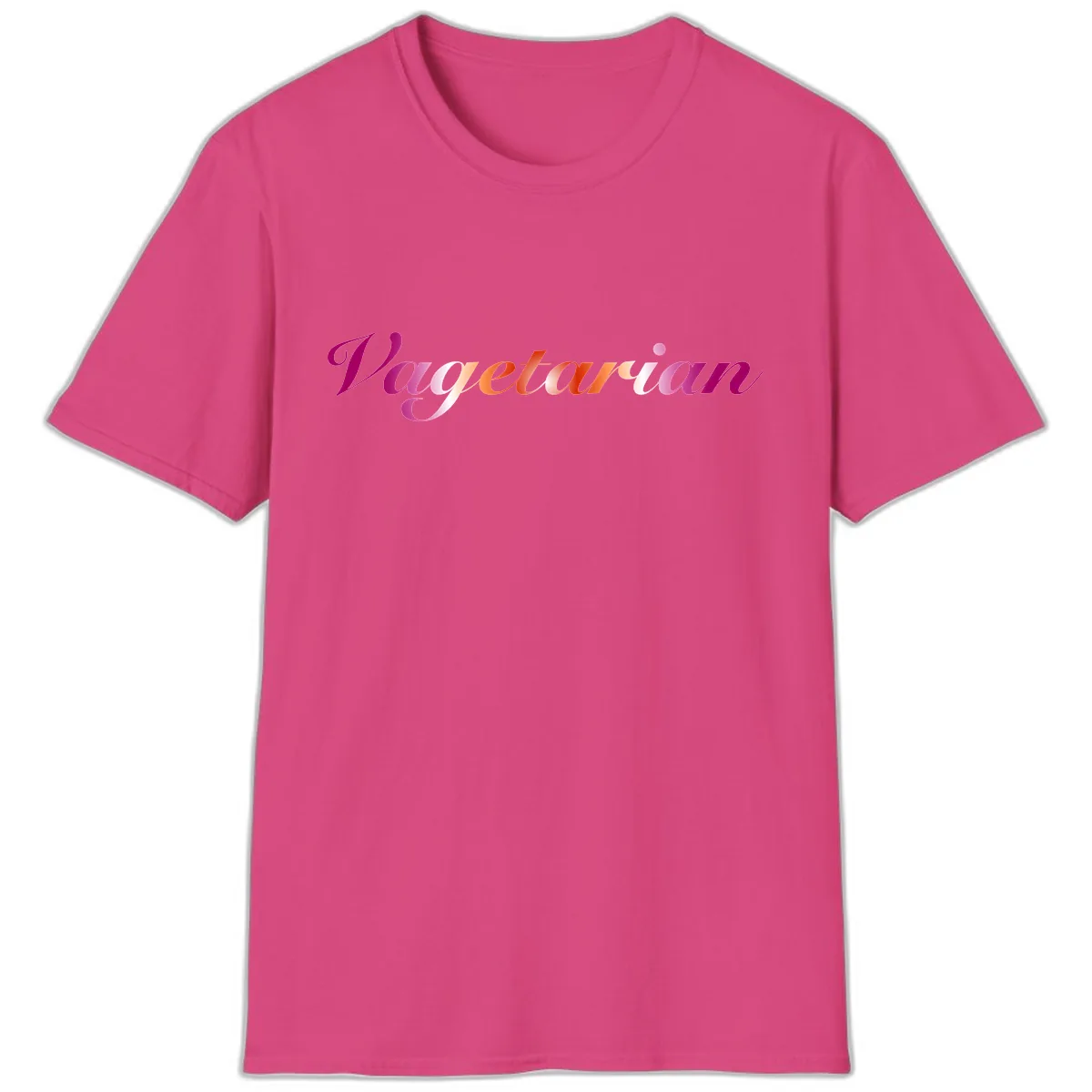 Vegetarian Pride Script T-Shirt in Heliconia