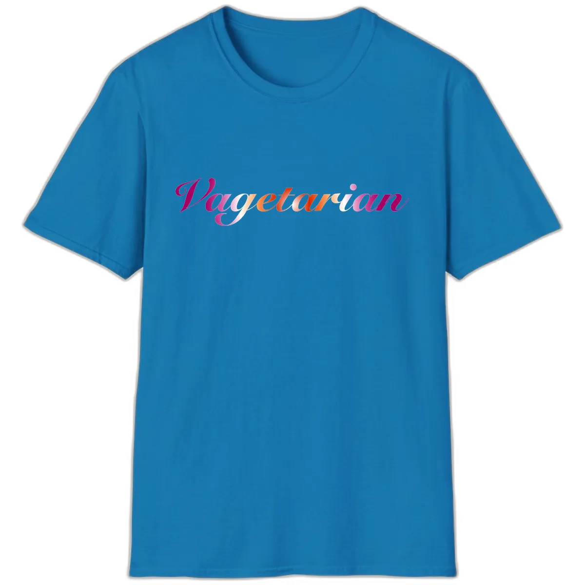 Vegetarian Pride Script T-Shirt in Sapphire