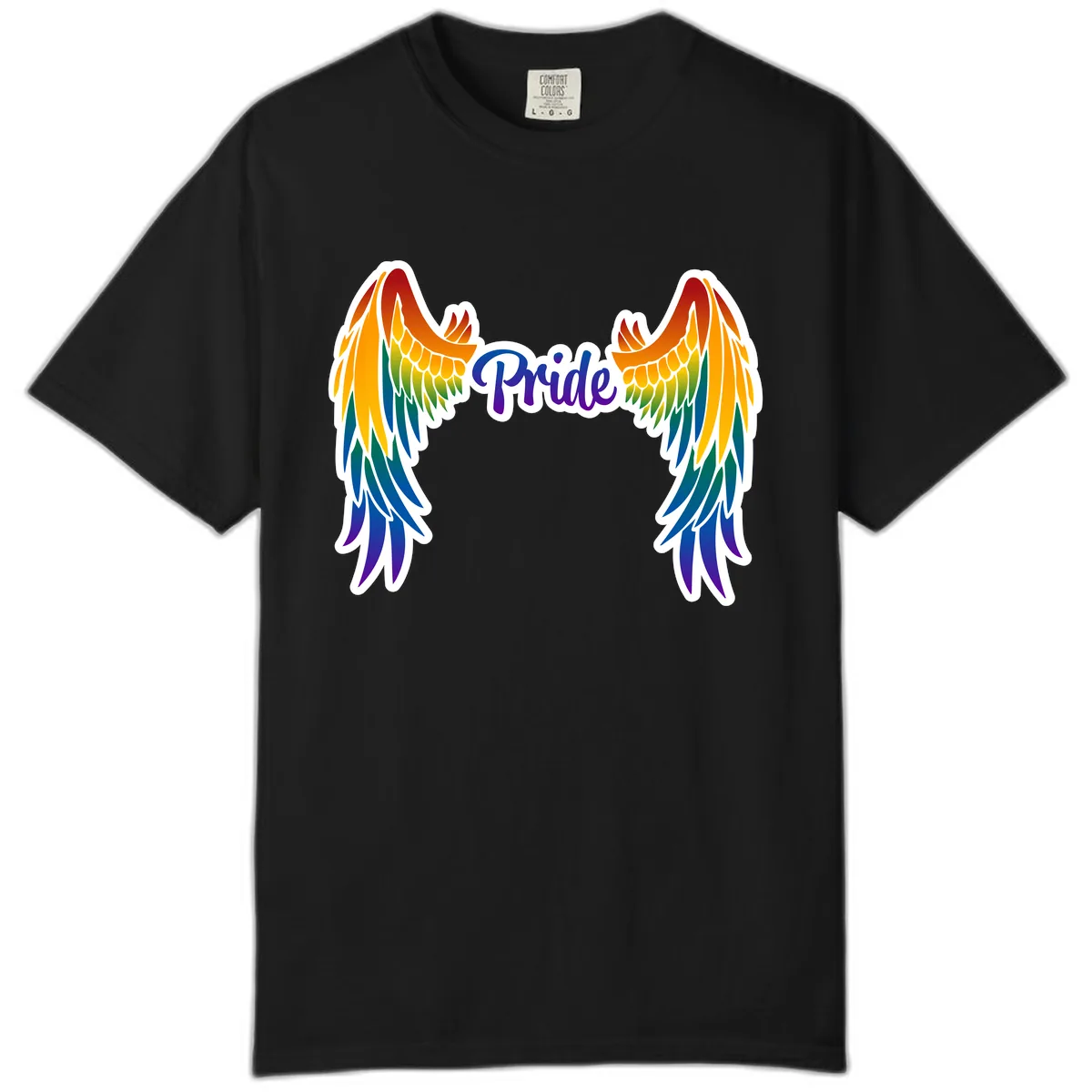 Rainbow Wings Pride Comfort Color in Black