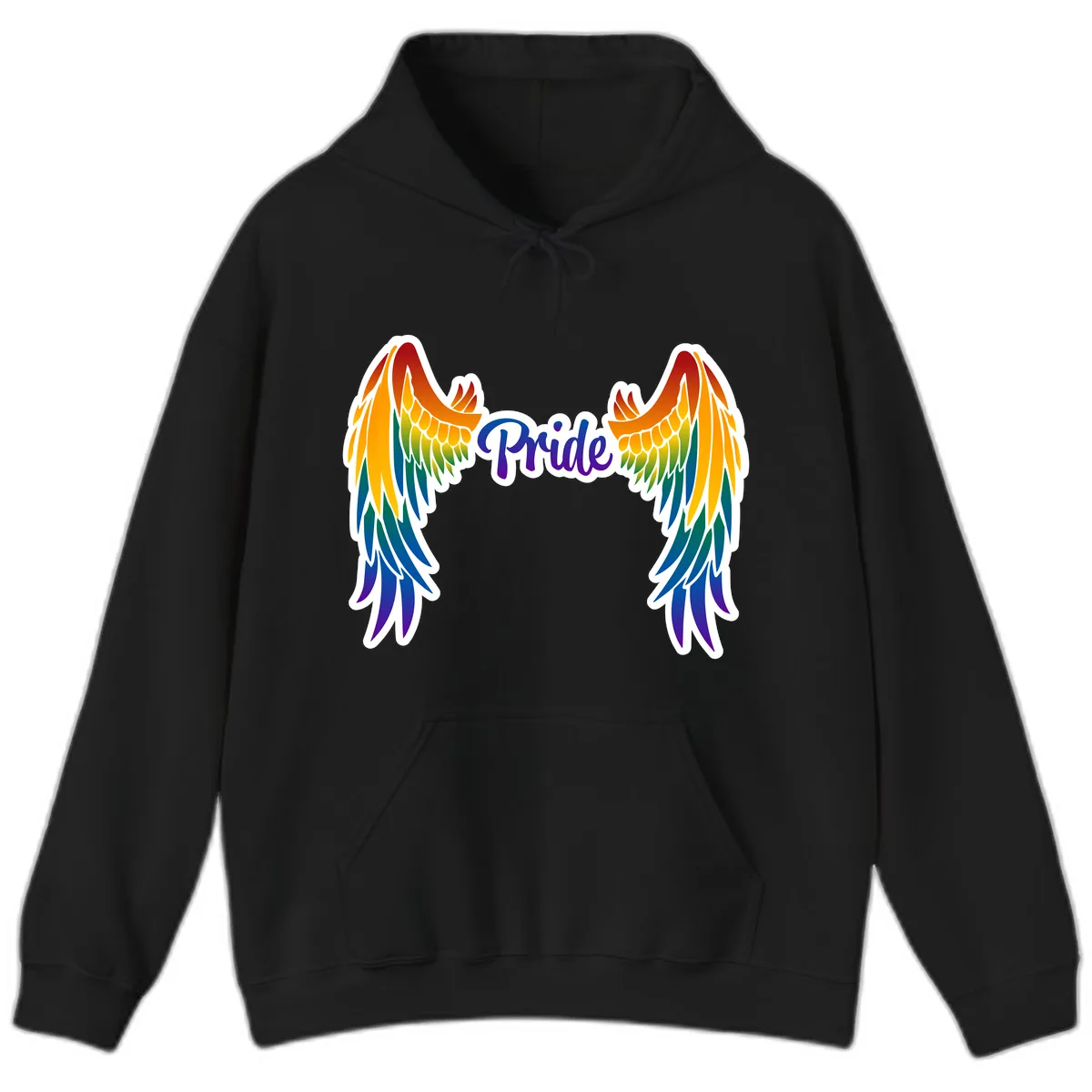 Rainbow Wings Pride Hoodie in Black