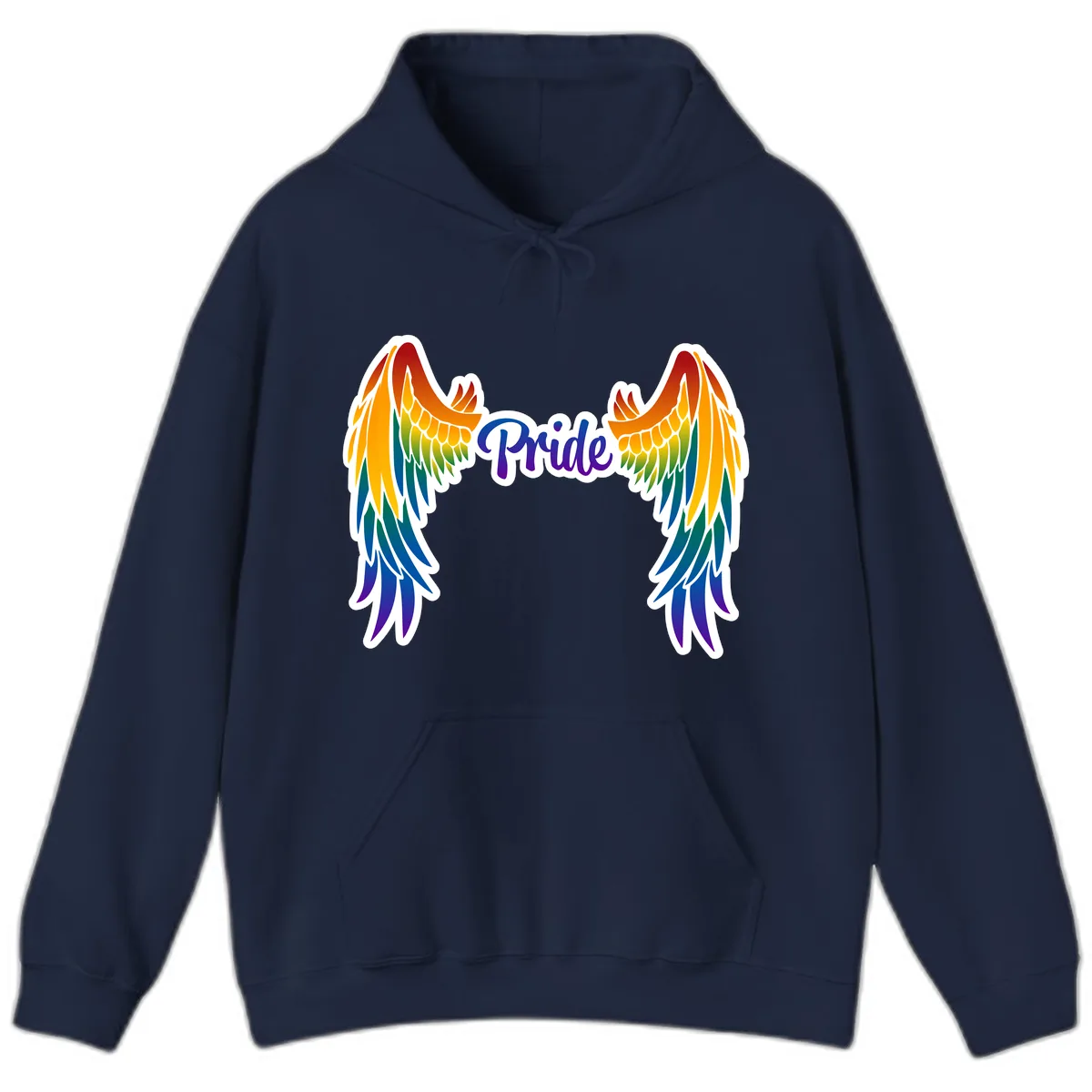 Rainbow Wings Pride Hoodie in Navy