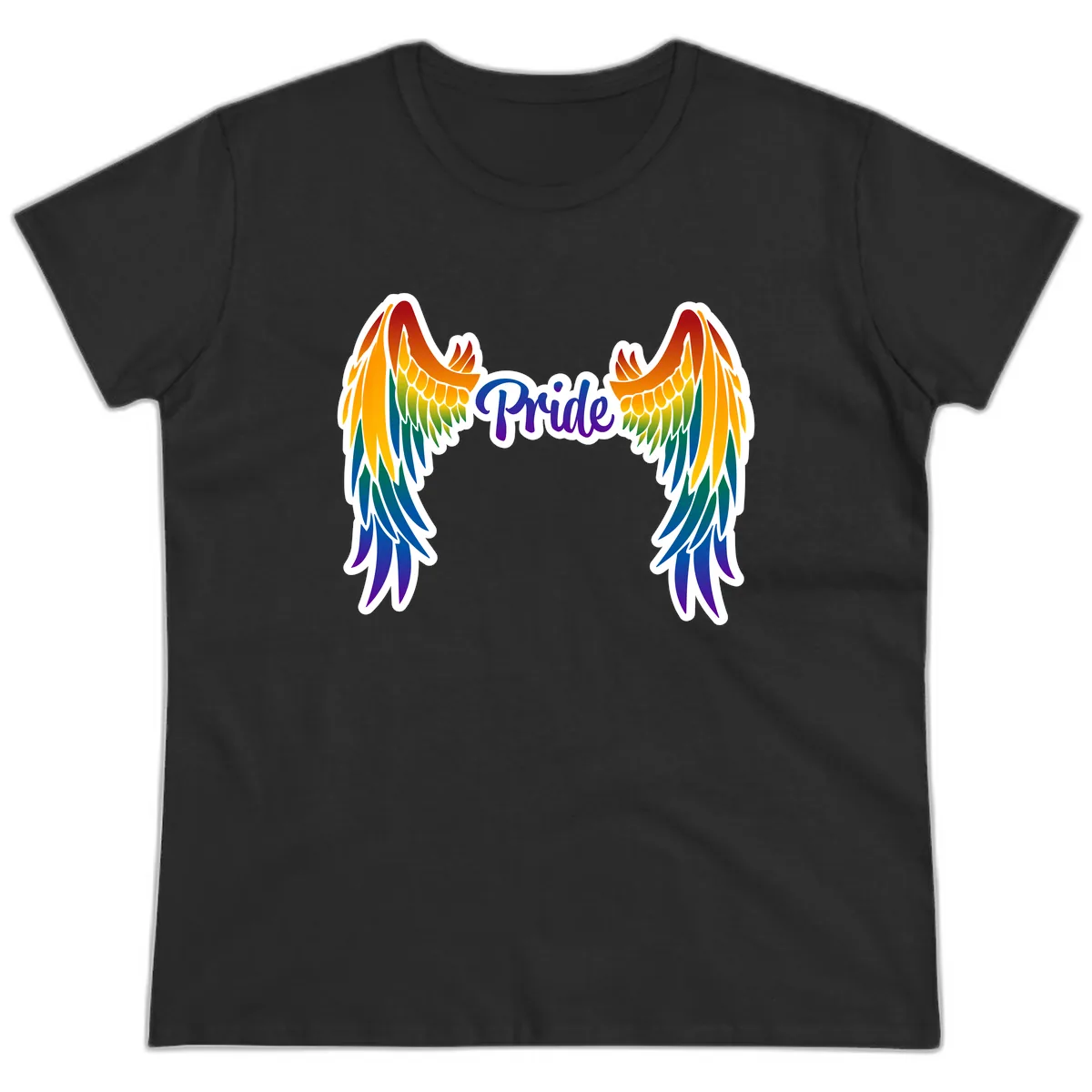 Rainbow Wings Pride Ladies Tee in Black