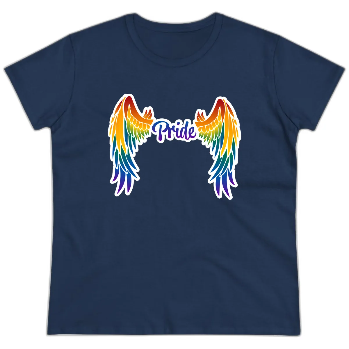 Rainbow Wings Pride Ladies Tee in Navy
