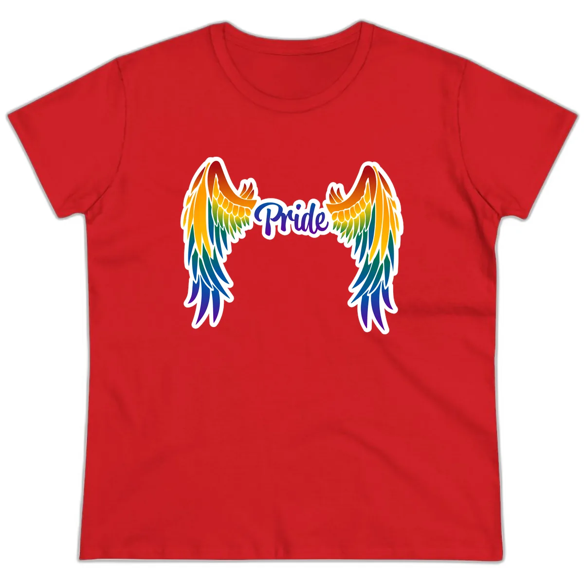 Rainbow Wings Pride Ladies Tee in Red
