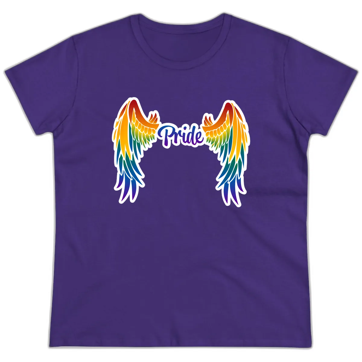 Rainbow Wings Pride Ladies Tee in Purple