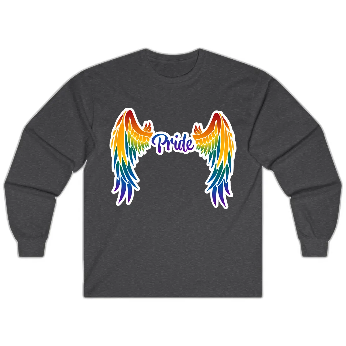 Rainbow Wings Pride Long Sleeve in Dark Heather