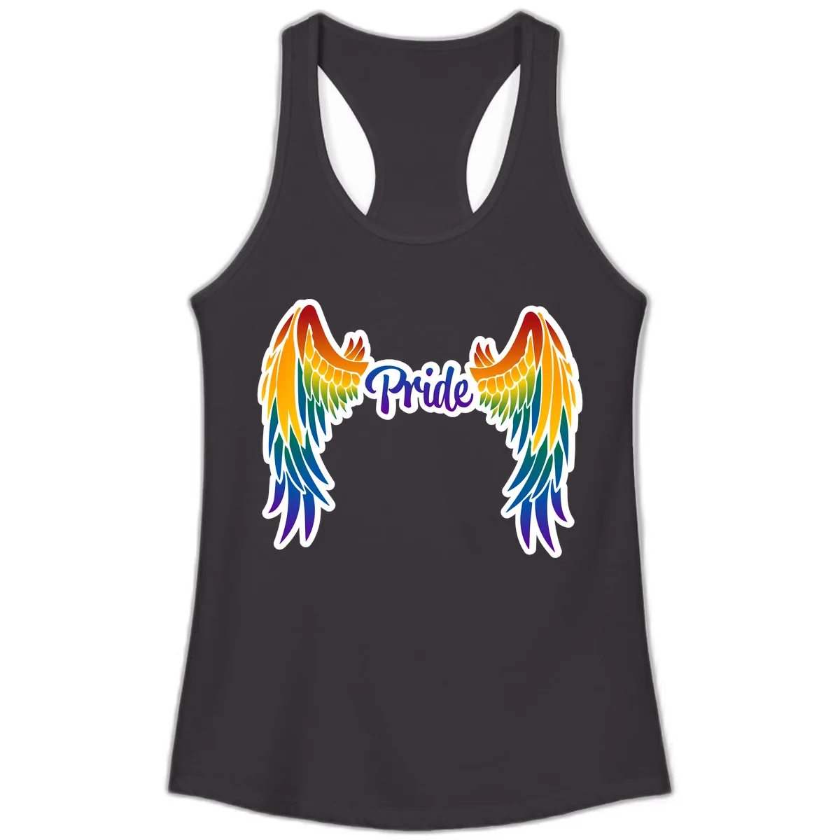 Rainbow Wings Pride Ladies Tank in Black