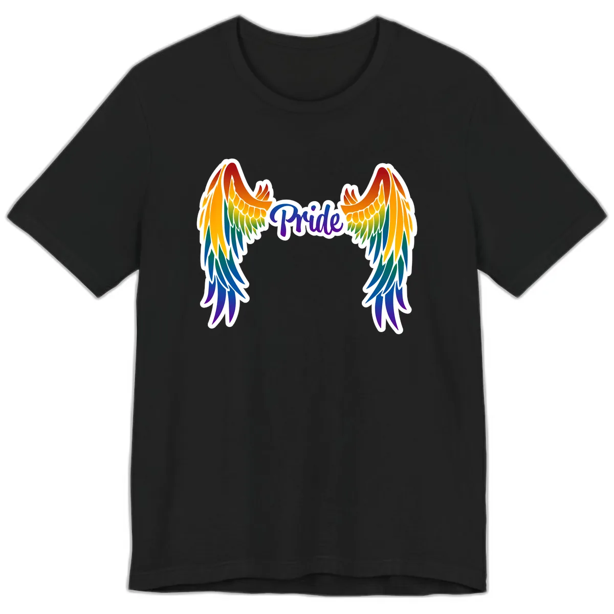 Rainbow Wings Pride Premium T-Shirt in Black