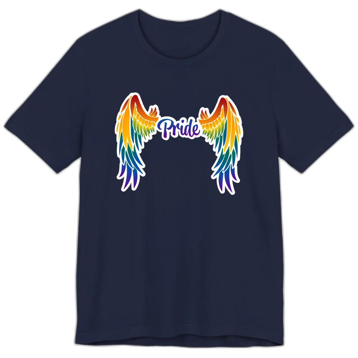 Rainbow Wings Pride Premium T-Shirt in Navy
