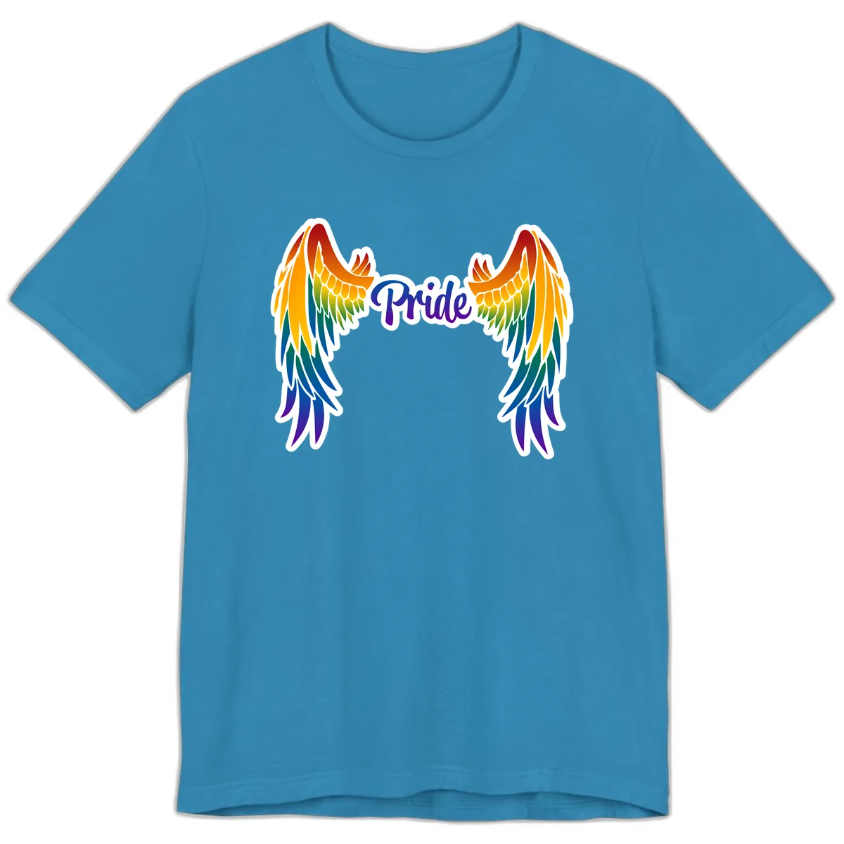 Rainbow Wings Pride Premium T-Shirt in Aqua