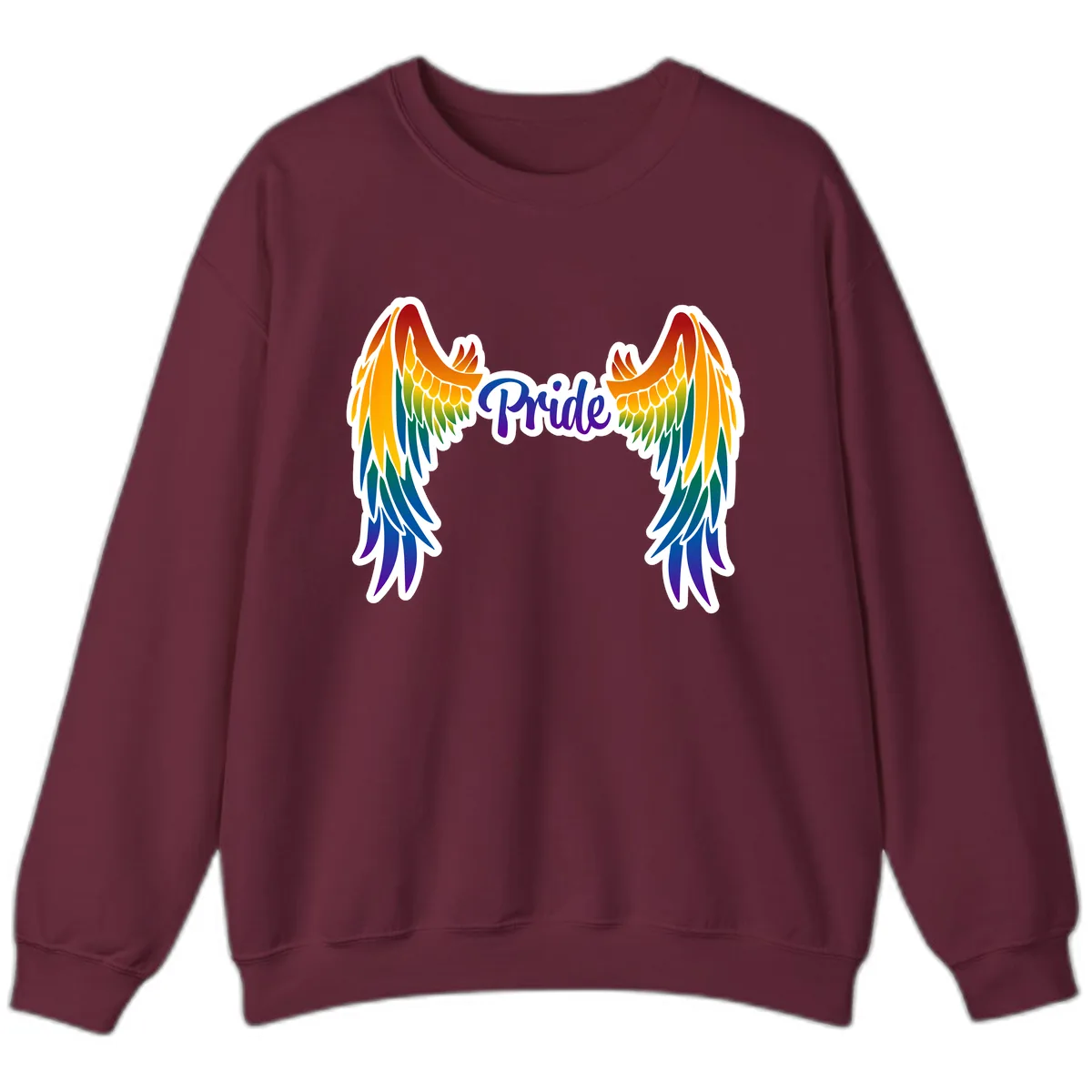 Rainbow Wings Pride Sweatshirt in Maroon