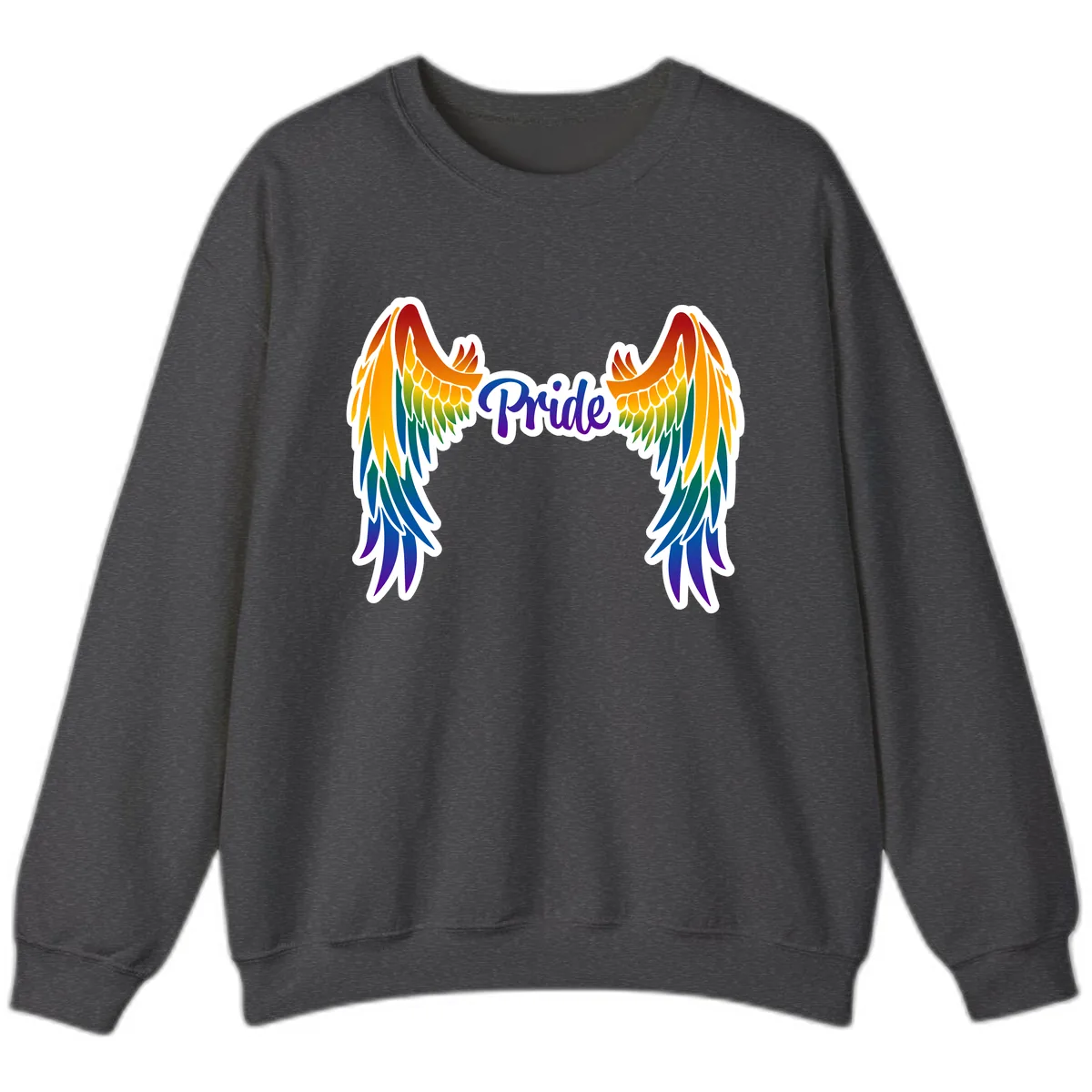 Rainbow Wings Pride Sweatshirt in Dark Heather