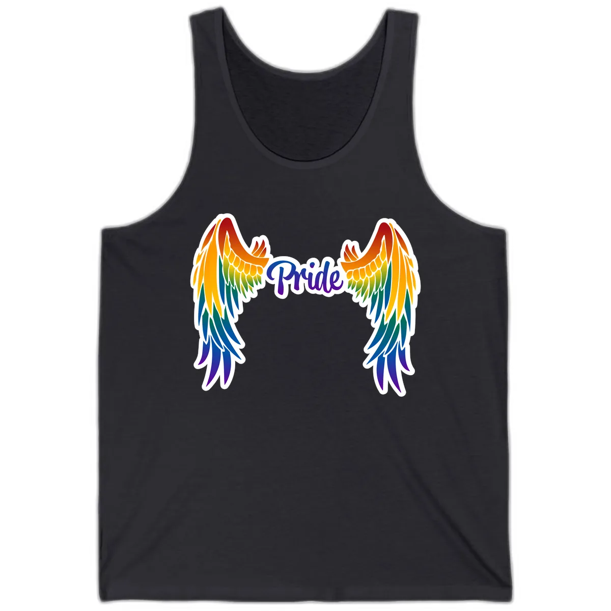 Rainbow Wings Pride Tank in Dark Grey