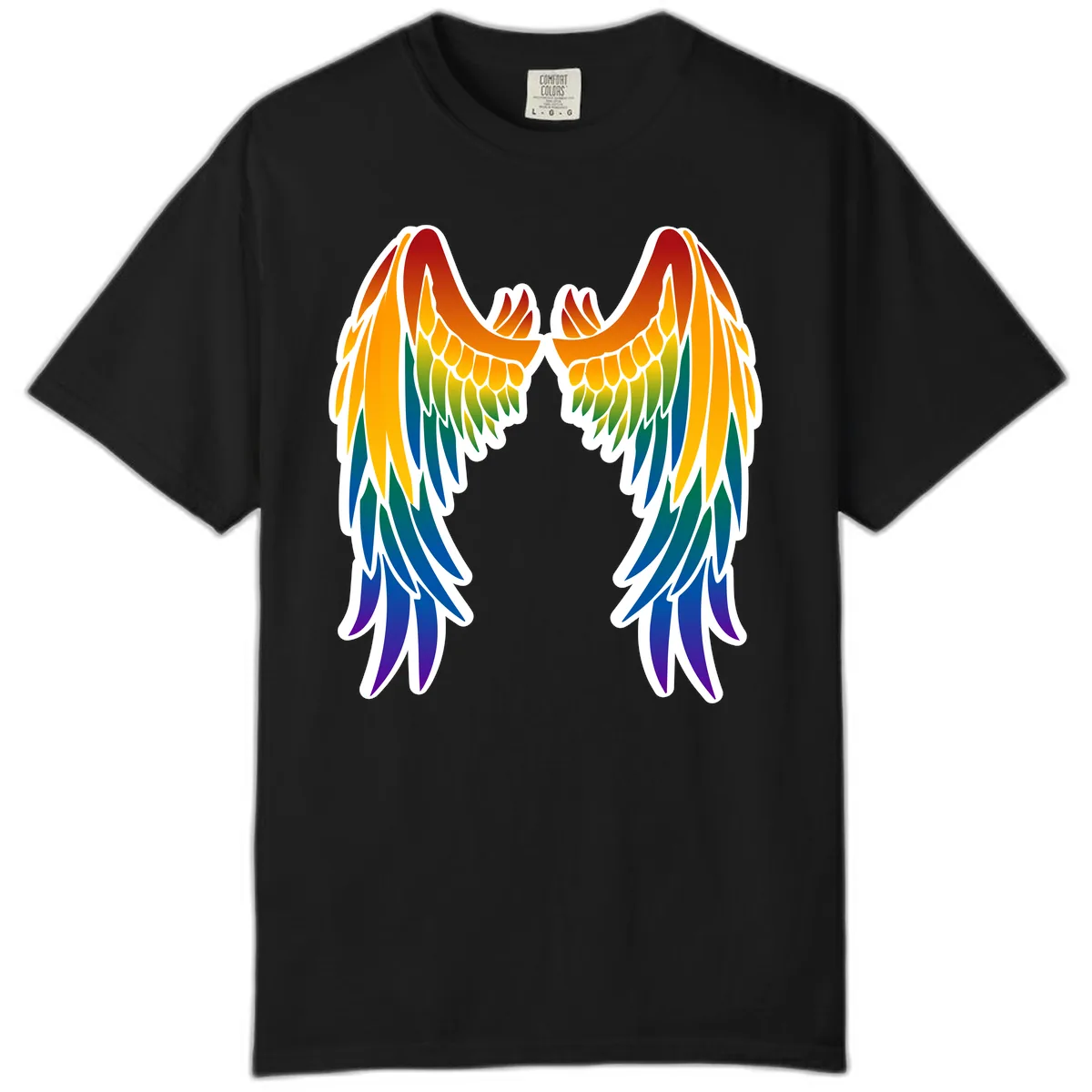 Rainbow Pride Wings Comfort Color in Black