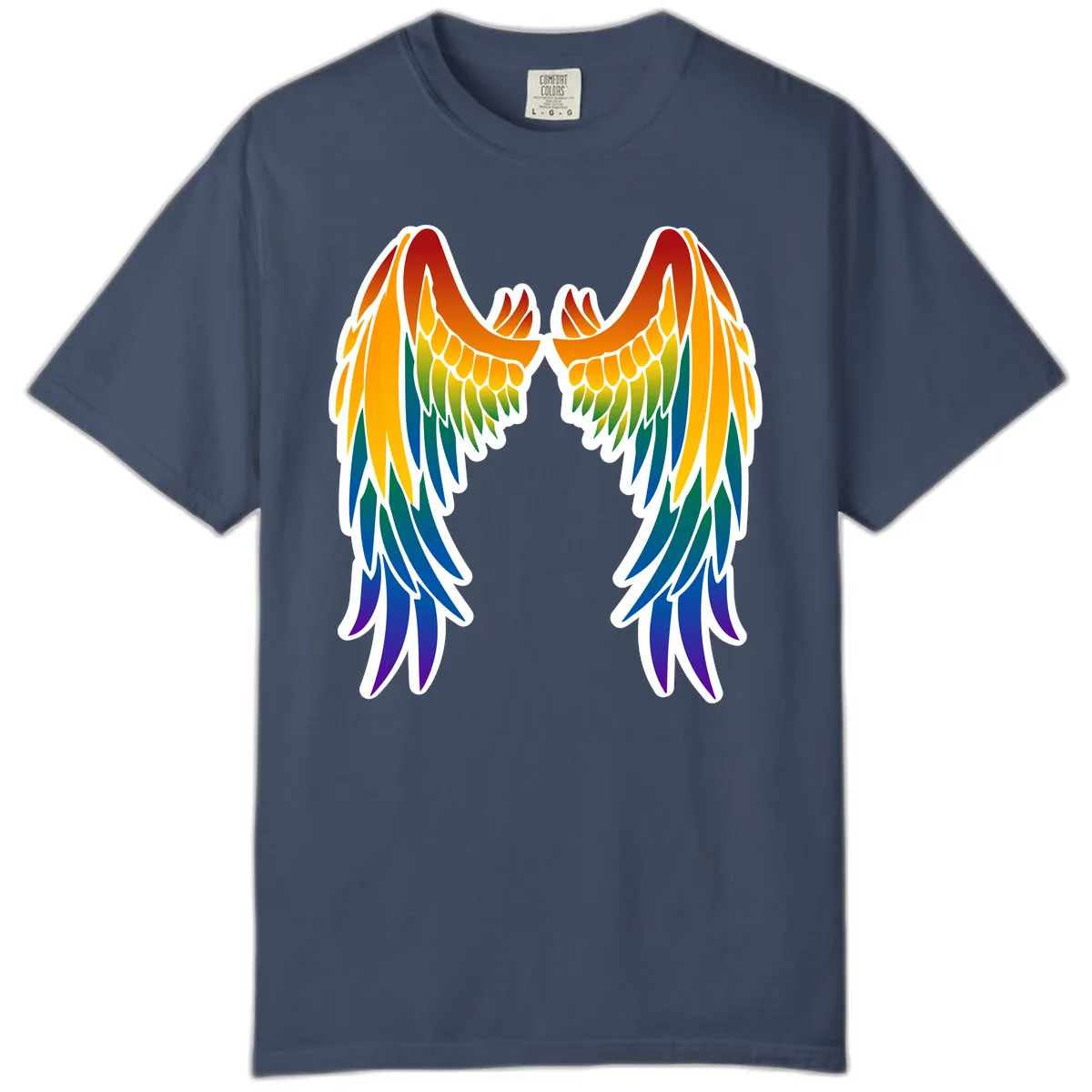 Rainbow Pride Wings Comfort Color in Midnight