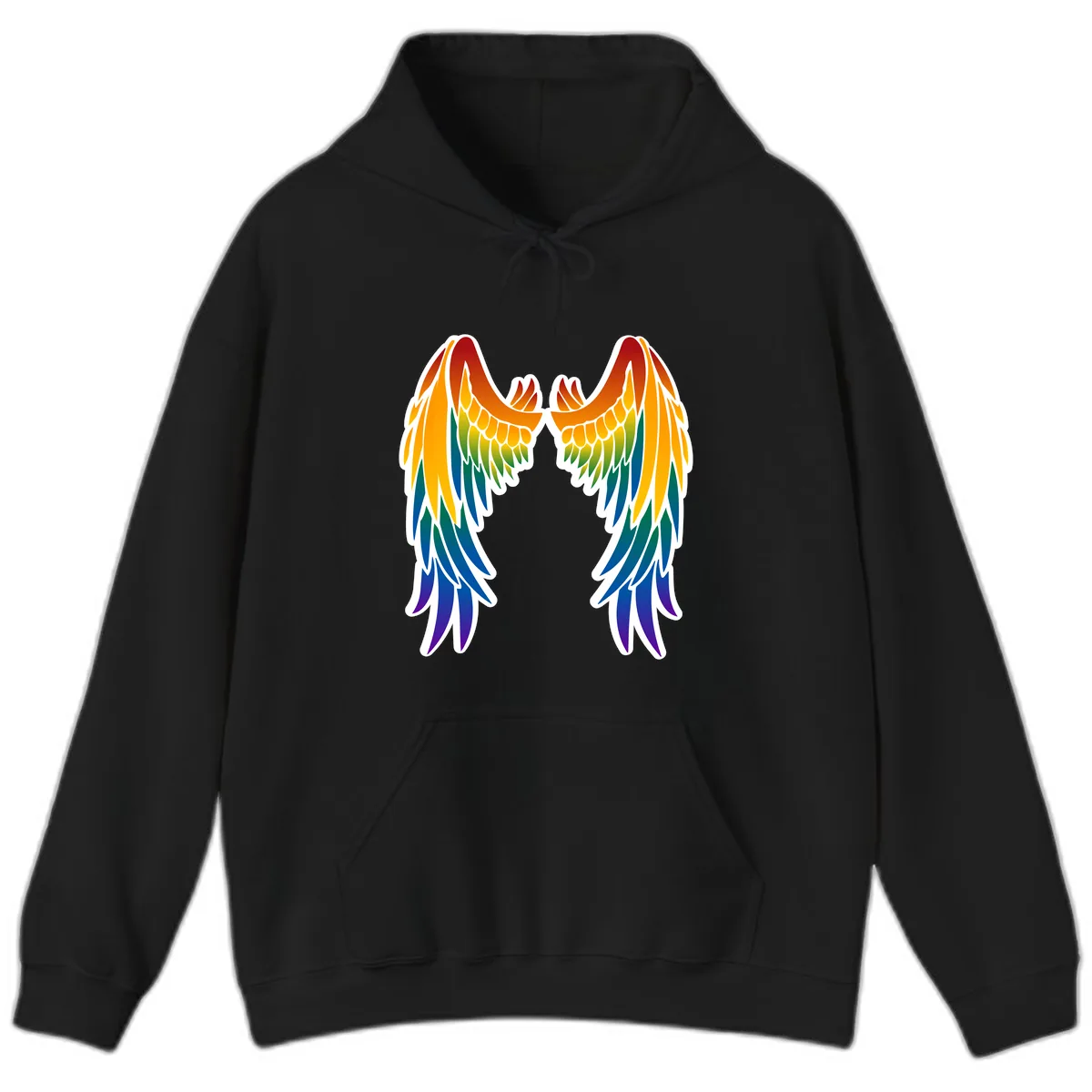 Rainbow Pride Wings Hoodie in Black