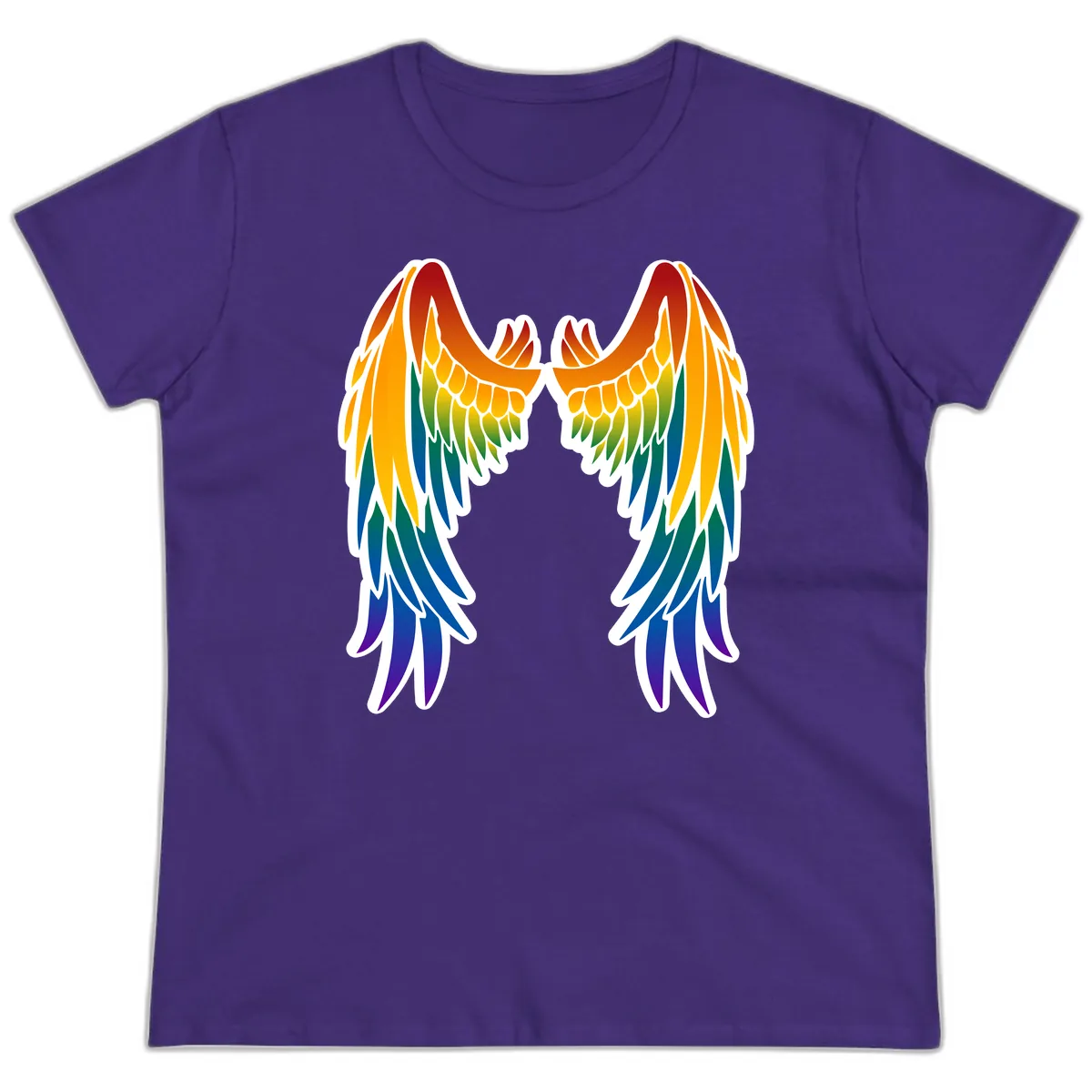 Rainbow Pride Wings Ladies Tee in Purple