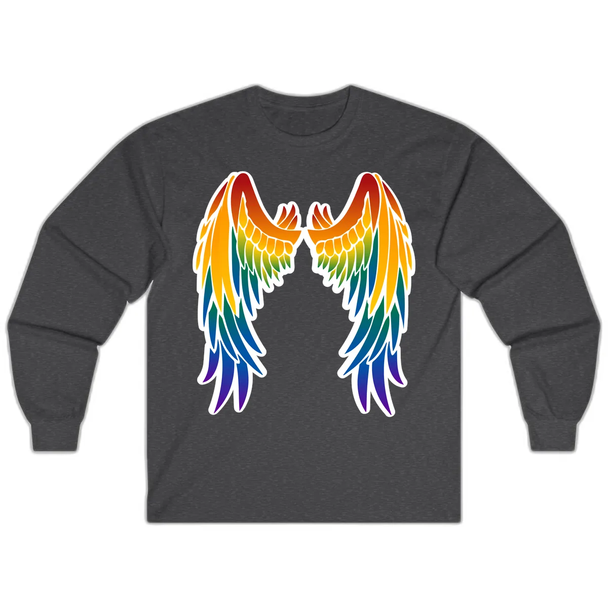 Rainbow Pride Wings Long Sleeve in Dark Heather